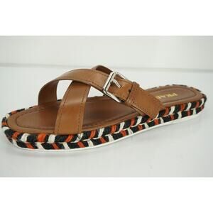 Prada Crisscross Espadrille Slide Sandals  logo New brown  Womens